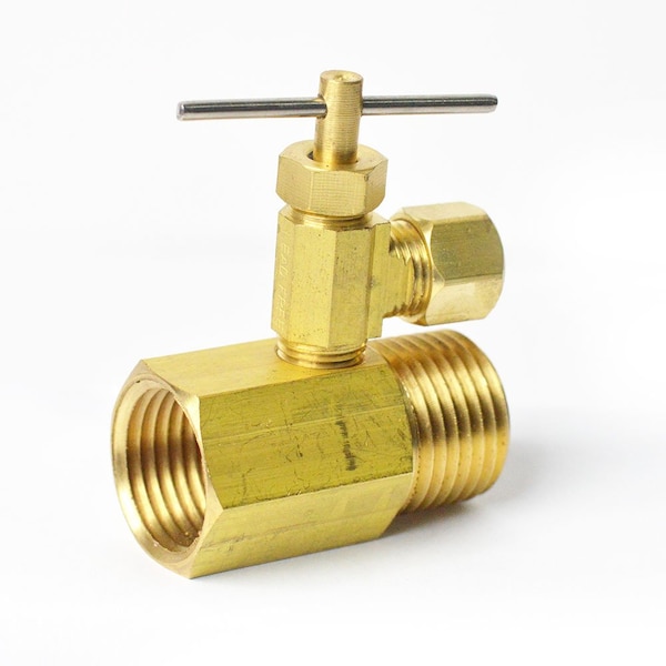 Thrifco Plumbing 1/2 Inch MIP x 1/2 Inch FIP Ice Maker Adapter with 1/4 Inch Angle Needle Valve 4400878 - main